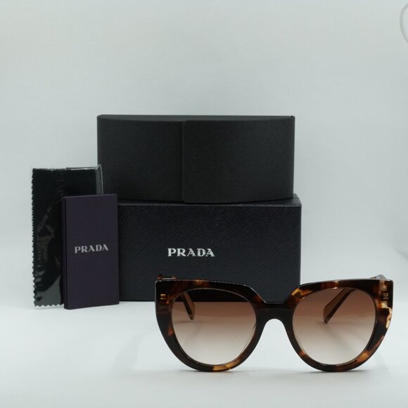 Prada PR14WSF 01R0A6 Cat Eye Sunglasses - Caramel Tortoise/Brown Gradient - Picture 2 of 8